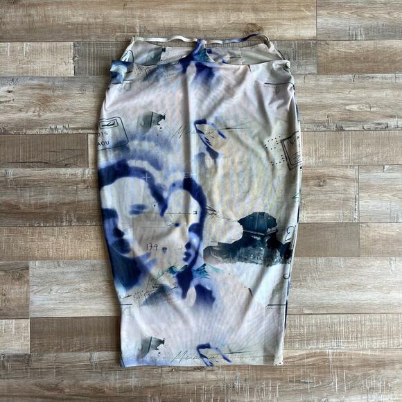 Miaou Verona Mesh Midi Skirt Corsica Print - Size S - Picture 2 of 4